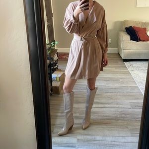 Utility tie waist shirt dress